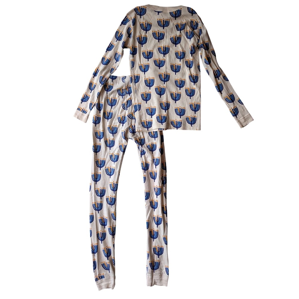 Hanna Andersson Pajama Set Cream Menorah Hanukkah Organic Cotton Kids 14 / 160